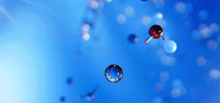 Animated blue molecules creating 2 cogs