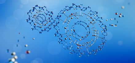 Blue molecules creating 2 cogs
