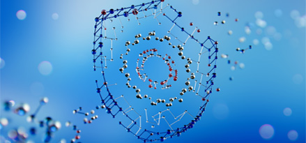 Blue molecules creating a shield